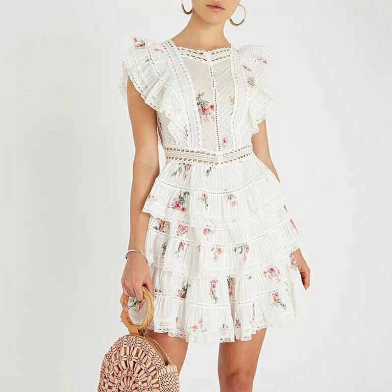 

2019 Summer Sleeveless Dresses Women Sexy Backless Lace Up Embroidery Dress Female Sweet Style Fashion printing Dress