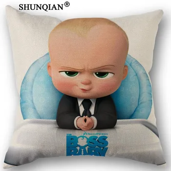 

Custom Boss Baby Printed Canvas Pillowcase 45x45cm one sides Wedding Decorative PillowCase Cotton Linen Pillow Cover