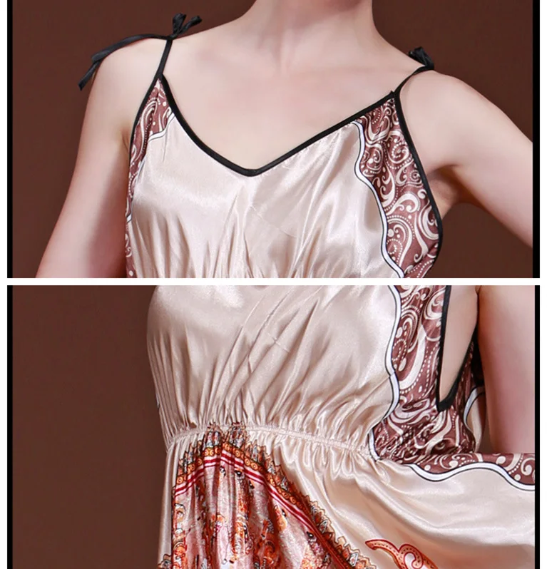 Летний женский ночной халат, Модный китайский стиль, банное платье, ночная рубашка из искуственного шелка, одежда для сна, женская пижама, один размер, цветок, Y8644