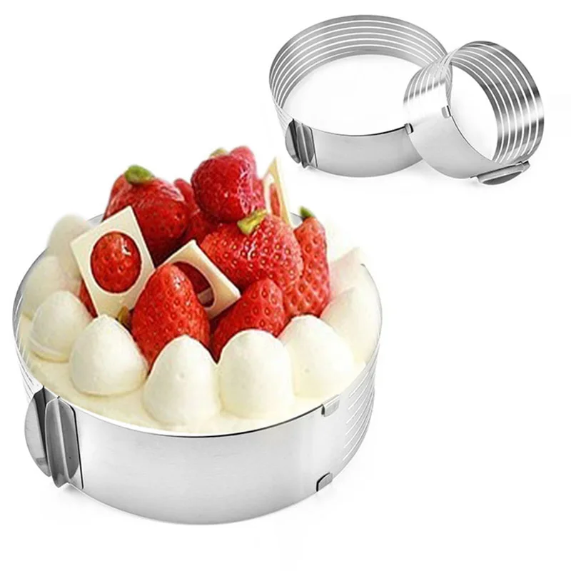 

GODWJ Adjustable Layered Round Cake Mold Cutter Retractable Round Mousse Ring Large Cake Slicer Cake Decorating Tools Bakeware