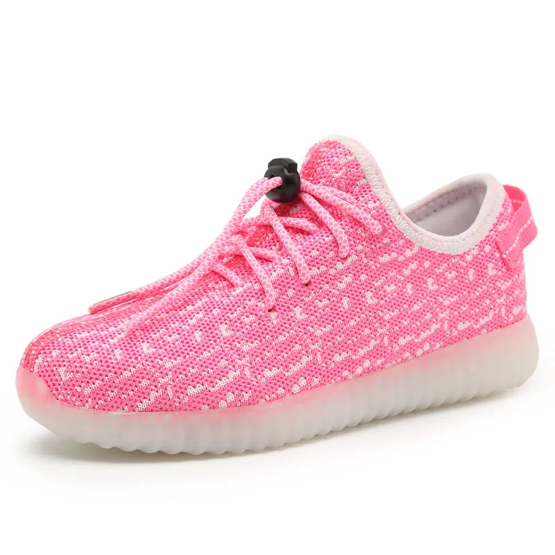 Высокое качество Eur Размеры 30-37 5 цветов Детские светящиеся кроссовки USB зарядка мальчиков Обувь со светодиодной подсветкой для девочек обувь светодиодный тапочки белый - Цвет: pink