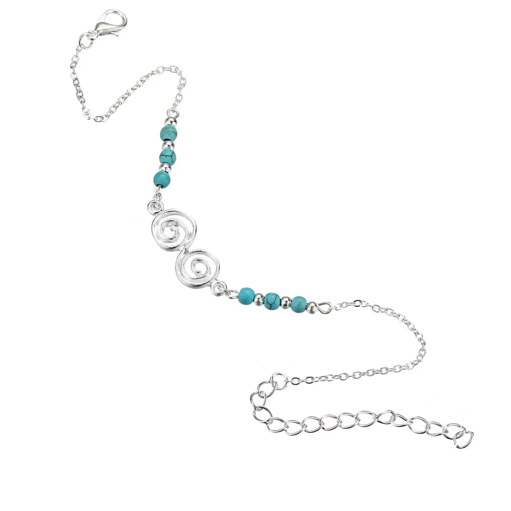

12 Pieces/Lot Ankle Bracelet On The Leg Anklets For Women Beach Sandals Charm Jewelry Bohemian Beads Silver Color Bead Anklet