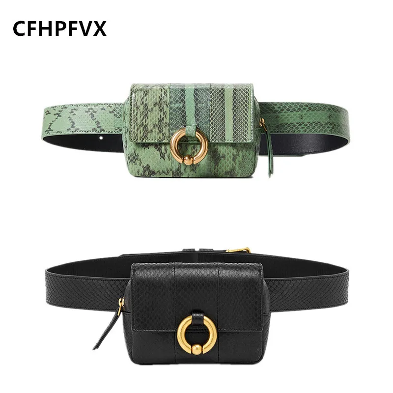 

Luxury Design Waist Bags Fanny Pack For Women High-end Leather Serpentine Lady Belt Bags Hot Sale Phone Bag Snake Handbag E303