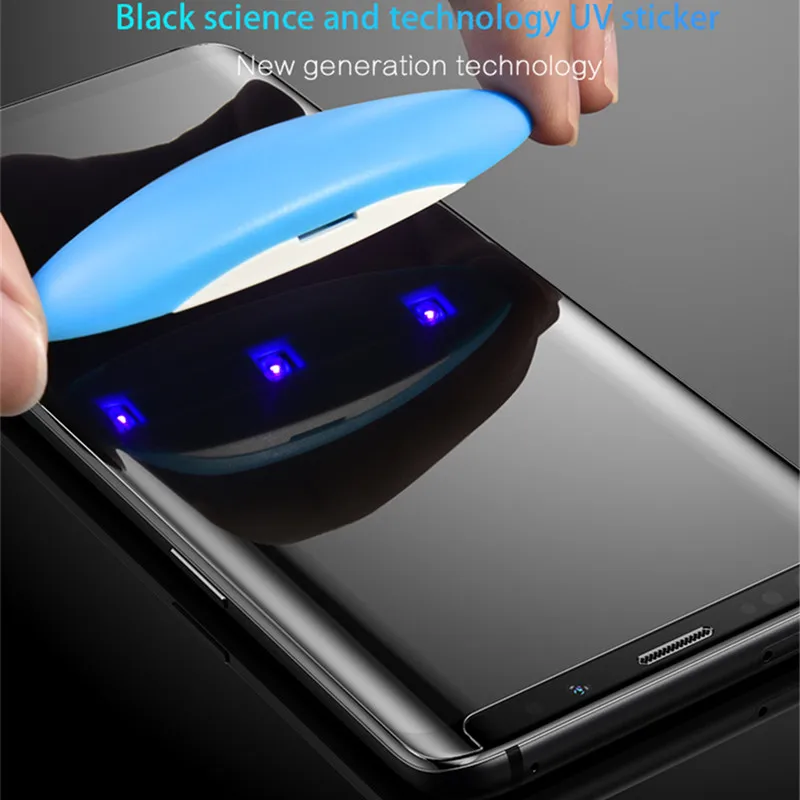 

Liquid Screen Protector For Samsung Note 8 9 S9 S8 Plus S7 Edge Full UV Glue Tempered Glass For Huawei Mate 20 Pro OPPO Find X