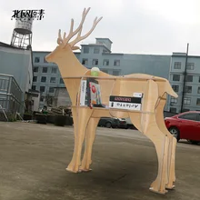 Scandinavian-style deer elk animal mascot Shelf Console Table Wooden shelves exclusive home decorations ornaments,hotel decor