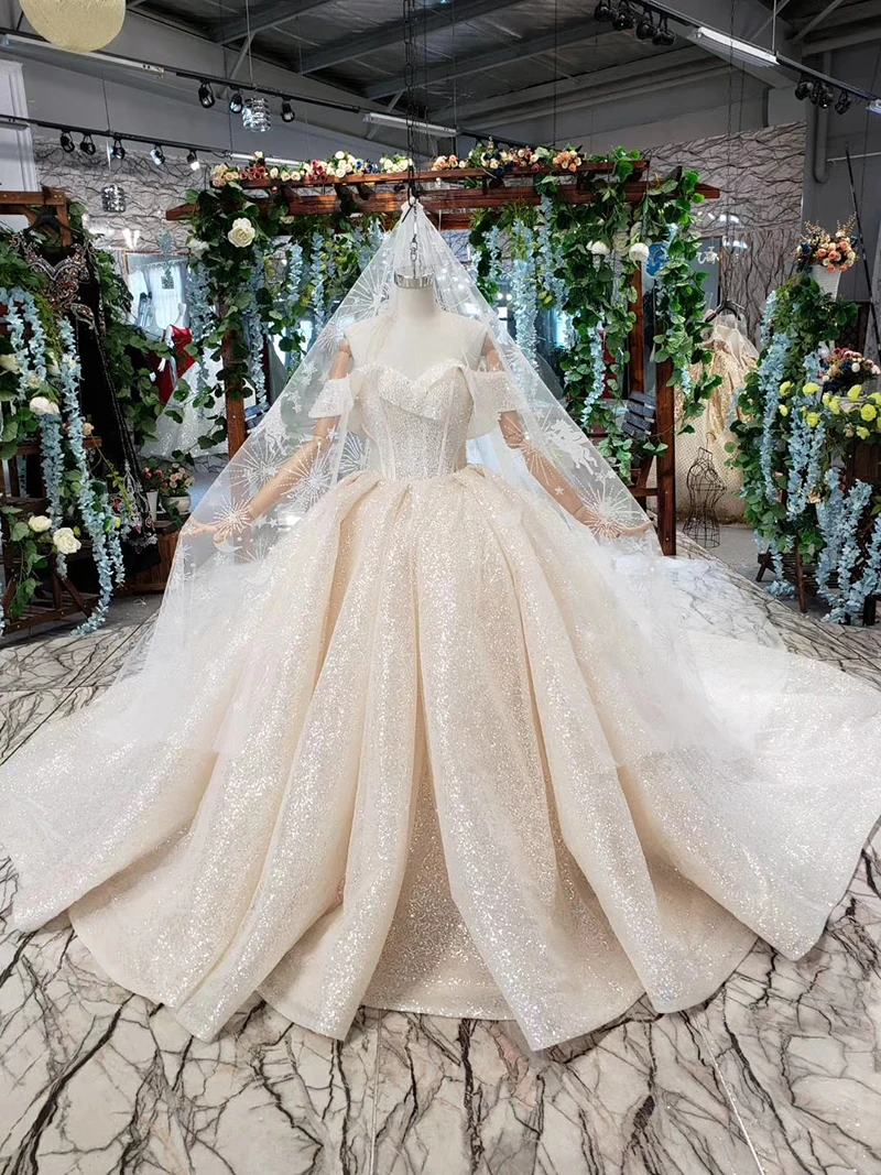 HTL432 shiny wedding dresses with glitter off the shoulder special neck sparckly wedding gowns 2019 new fashion robe de mariee (7)