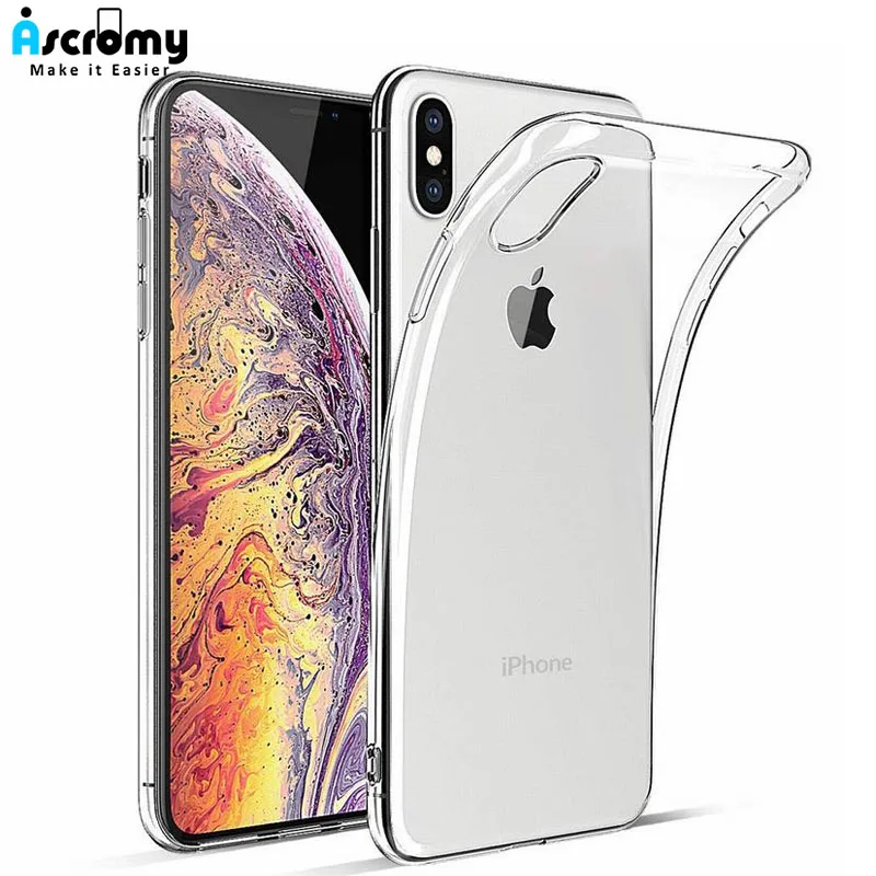 

Ascromy For iPhone XS Max Case Premium Clear Soft TPU Gel Transparent Back Cover Protection For iPhone XS Max XR X 8 7 6s 6 plus