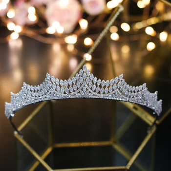 

Lujo nuevo concurso diadema diademas AAA Cubic Zircon corona de pelo de las mujeres accesorios para regalos de boda