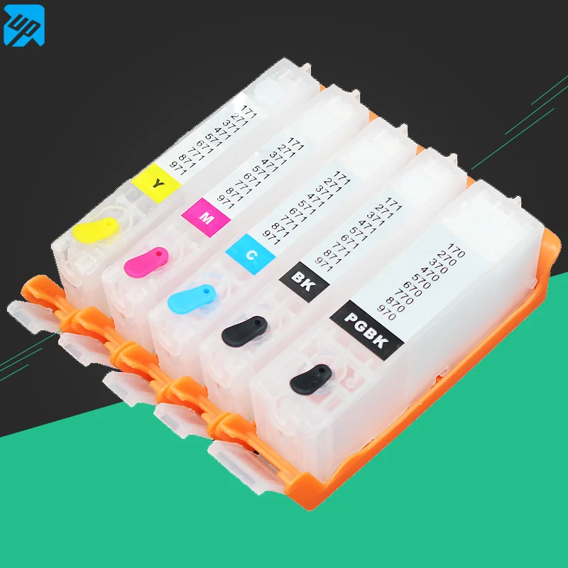 

5PCS PGI470 PGI-470 470 471 BK C M Y refillable ink cartridges For canon MG5740 MG6840 TS5040 TS6040 with auto reset chips