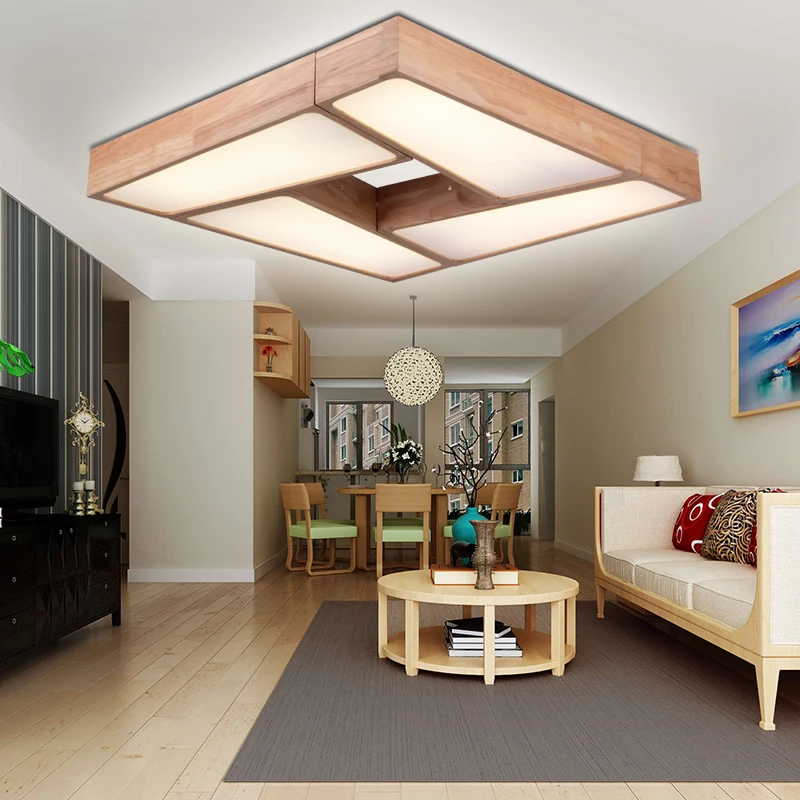 Modern minimalist LED Ceiling Lights dimming wood living room ceiling