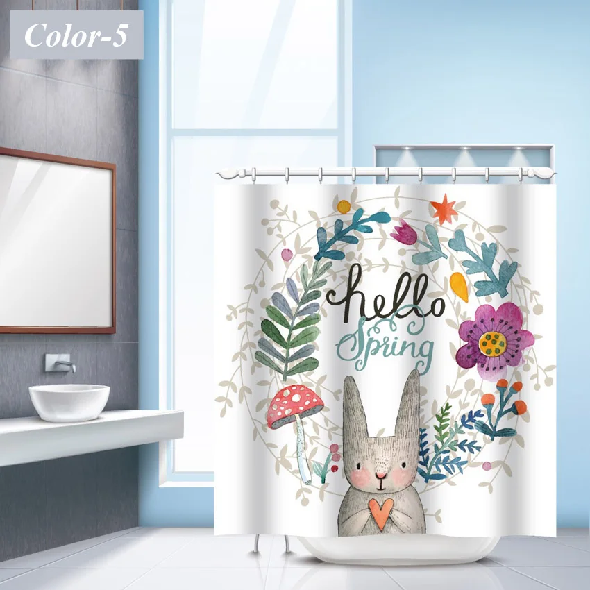 Cartoon Shower Curtain Bath Curtains Bathroom Waterproof Polyester Bathing Cover Extra Large