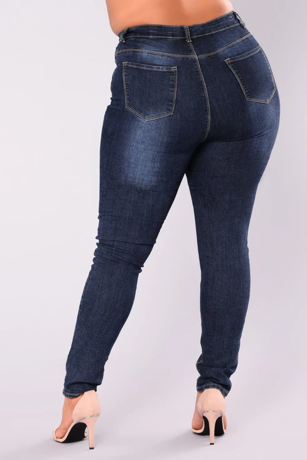 Женские основные плюс размеры Высокая талия Леггинсы Эластичный пять карманов хлопок Skinning джинсы брюки для девочек 4XL 5XL 6XL 7XL