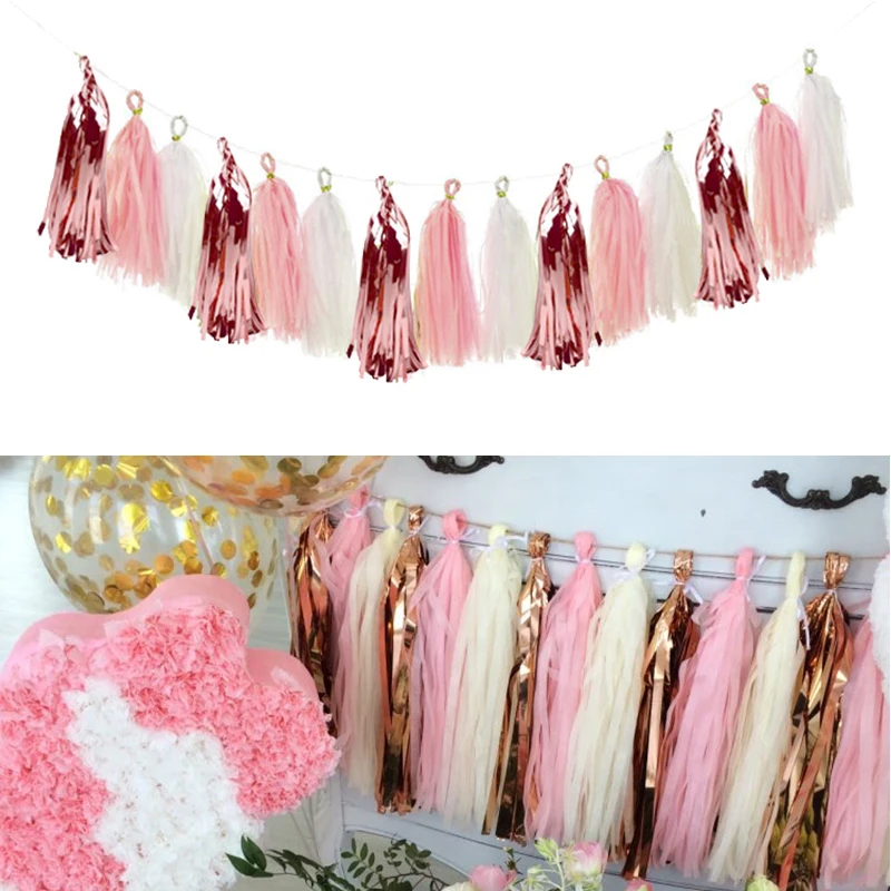 

15pcs Paper Tassel Garland Wedding Bachelorette Party Table Decorations Baby Shower Its a Boy Girl Kids Adult Birthday Supplies