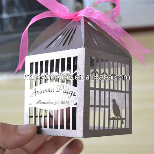 

30pcs/lot Customized wedding favour candy boxes,bird cage paper favours box cake decoration for free shipping