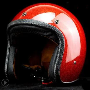 

shine red Open Face For Bike Casque with Visor For Scooter Cycling Touring vintage Motorcycle Helmet gold silver blue casco
