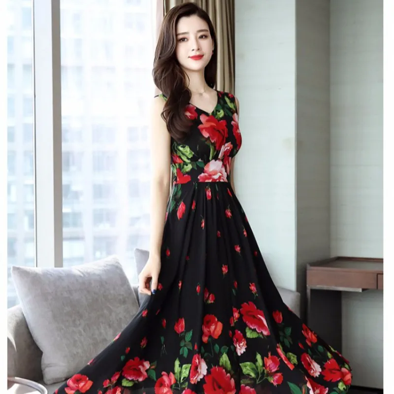 

Summer Womens long Dresses 2019 elegant Floral Retro Vintage Robe Rockabilly Swing Pinup Vestidos Valentines Day Party Dress