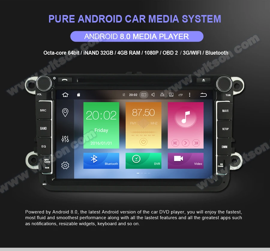 Sale 7" Android 8.0 Oreo OS Car DVD Multimedia Navigation GPS Radio for Hyundai Santa Fe 2012 with Greater Viewing Angle IPS Screen 1