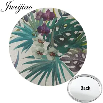 

JWEIJIAO Green Leaves summer cool refreshing Pocket Mirror Makeup Travel Purse Mirror bright-colored beautiful girls gift
