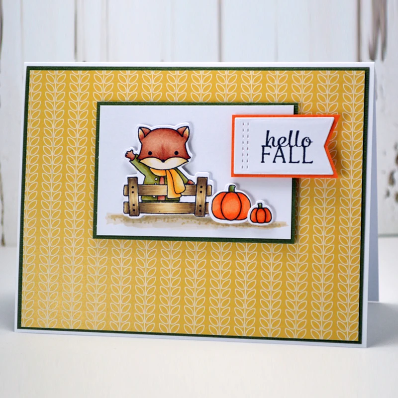 

Fall Fox Transparent Clear Silicone Stamp/Seal for DIY Scrapbooking/Photo Album Decorative Card Making Clear Stamps 4x6inches