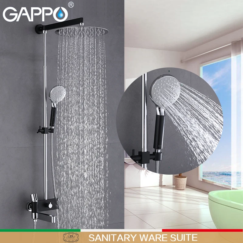 

GAPPO sanitary ware Suite luxury bathroom showers chrome polished and black shower faucets wall bathroom faucet mixer