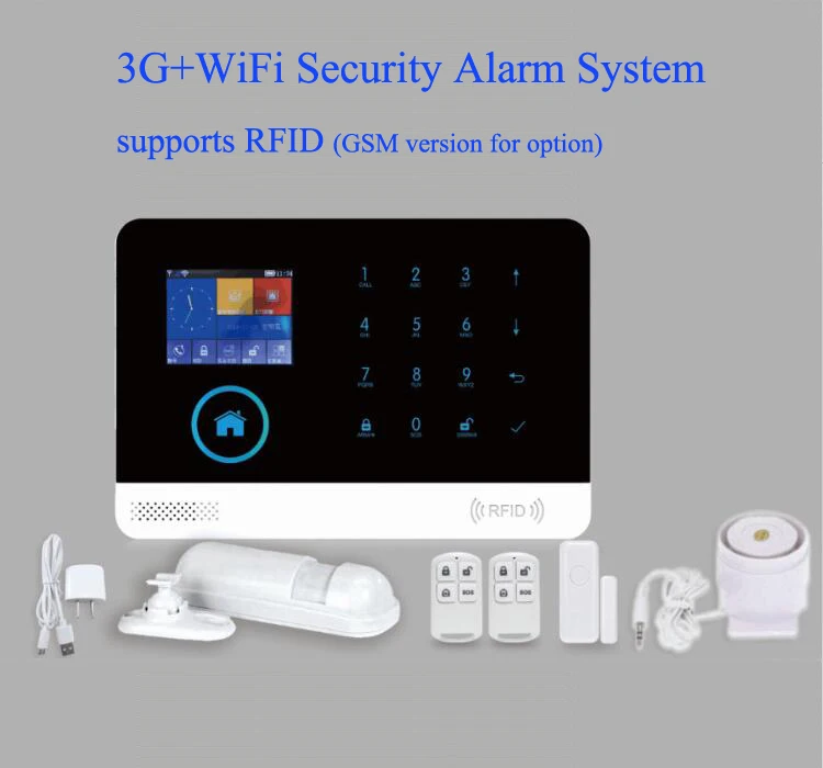 

New arrival 3G WIFI alarm system,2.4 inch TFT display screen APP controlled home alarm,WCDMA alarm system with RFID tag
