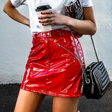 Юбки Женские срочные женские юбки юбка миди Новая Европа и Америка Высокая талия кожаная юбка на молнии Осенняя сексуальная сумка бедра