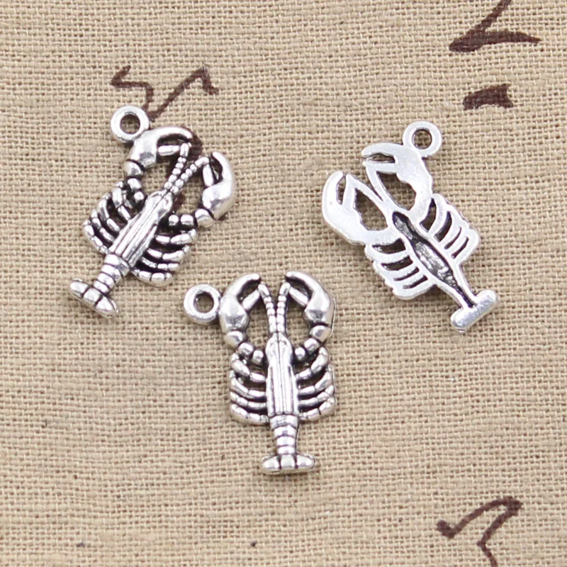 

20pcs Charms lobster crustacean shrimp crayfish 21x15mm Tibetan Silver Pendant Findings Accessories DIY Vintage Choker Necklace