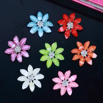 

Engood 2018New 100Pcs 25mm Acryl Daisy Flower Plum center Rhinestone Button for DIY Hair Accessoriess ZJ200