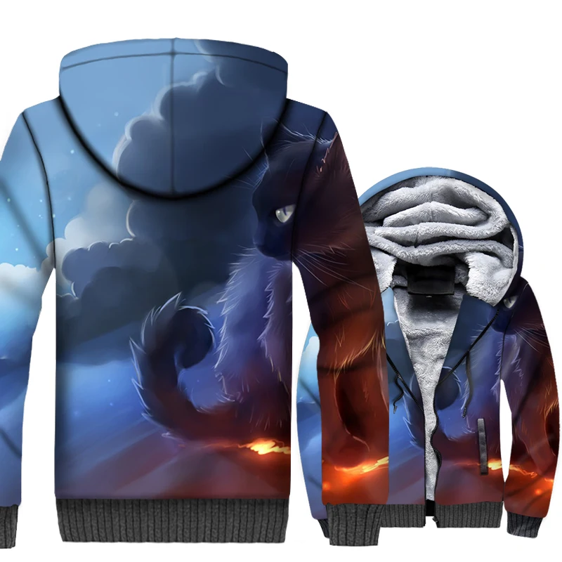

Apofiss Cat World Jacket 3D Print Men Hoodie Casual Sweatshirt New Design Winter Thick Fleece Warm Coat Jacket Brand Clothing