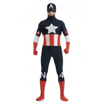 

Dark blue & red & white spandex costume Captain America The Avengers Costumes Halloween Costumes