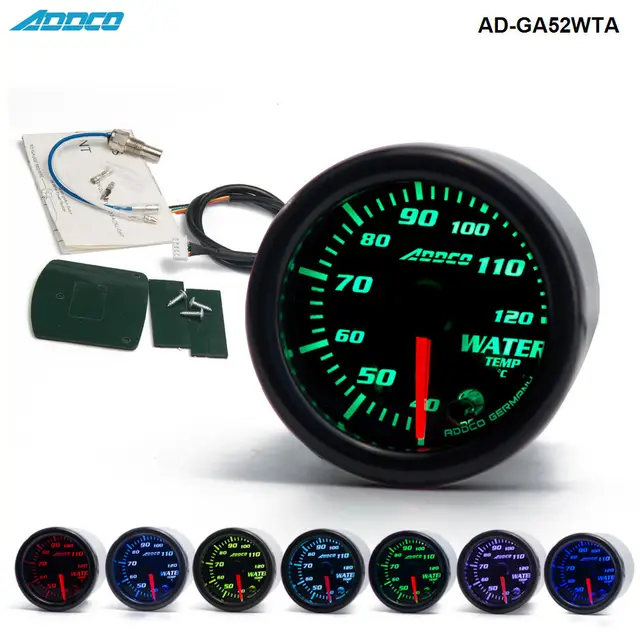2 52mm 7 Color Led Smoke Face Water Temp Gauge Temperature Meter 2 52mm 7 Color Led Smoke Face Water Temp Gauge Temperature Meter Car With