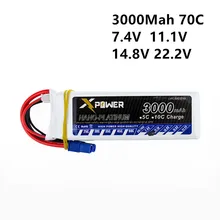 XPower 7,4 V 11,1 V 14,8 V 22,2 V 3000 мА/ч, 70C 2 S 3 S 4S 6 S Перезаряжаемые Lipo Батарея XT60 T другая штепсельная Вилка для дрона с дистанционным управлением автомобиль Лодка