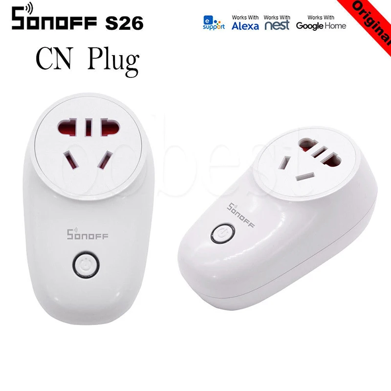 Интеллектуальный выключатель света Sonoff S26 интеллектуальных домашних Wi-Fi Разъем EU/US/UK CN AU автоматизации Комплект домашний контроль розетка