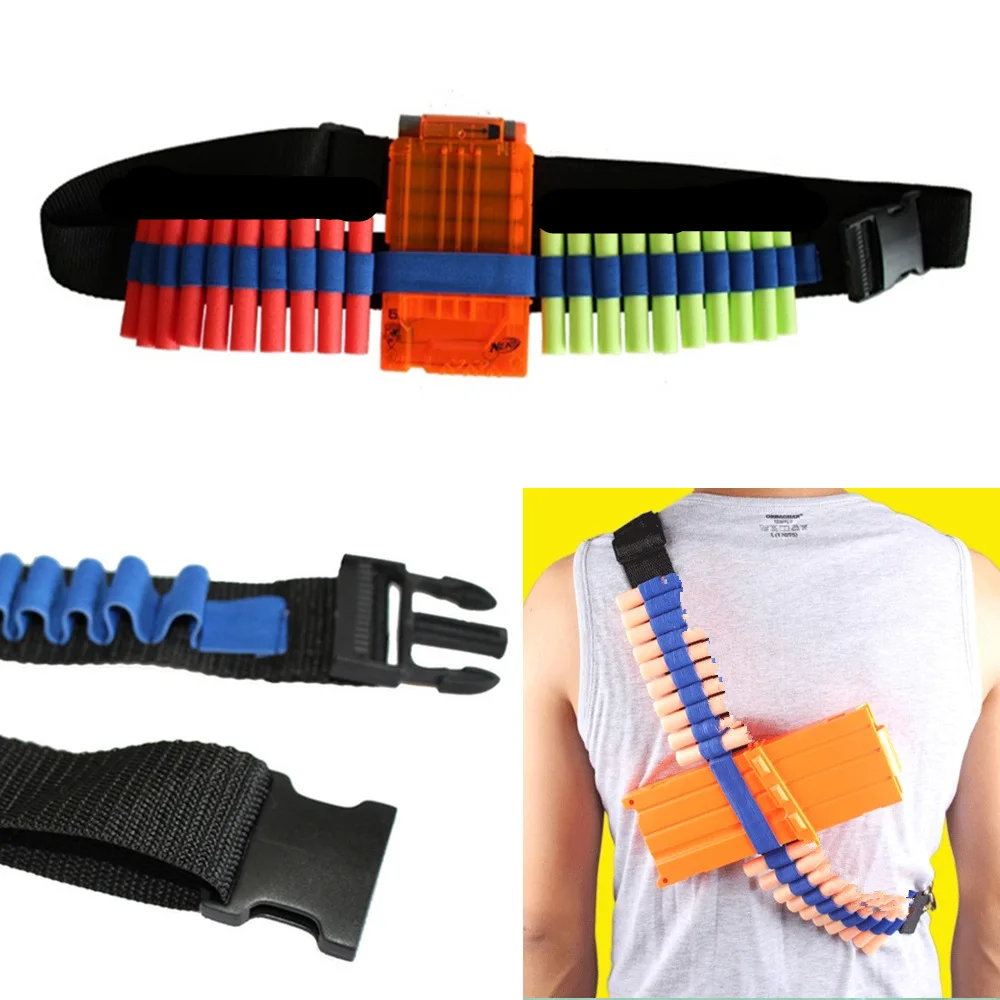 

1pcs Adjustable Size Blue Toy Gun Bullet Shoulder Strap Darts Ammo Storage Holder For Nerf Soft Water Bandolier Toy Gun Supplies