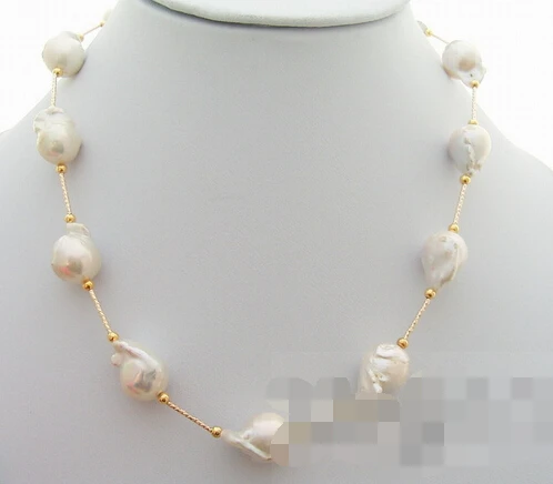 

HOT N663 13x18MM Nucleated Flameball Baroque Pearl Necklace