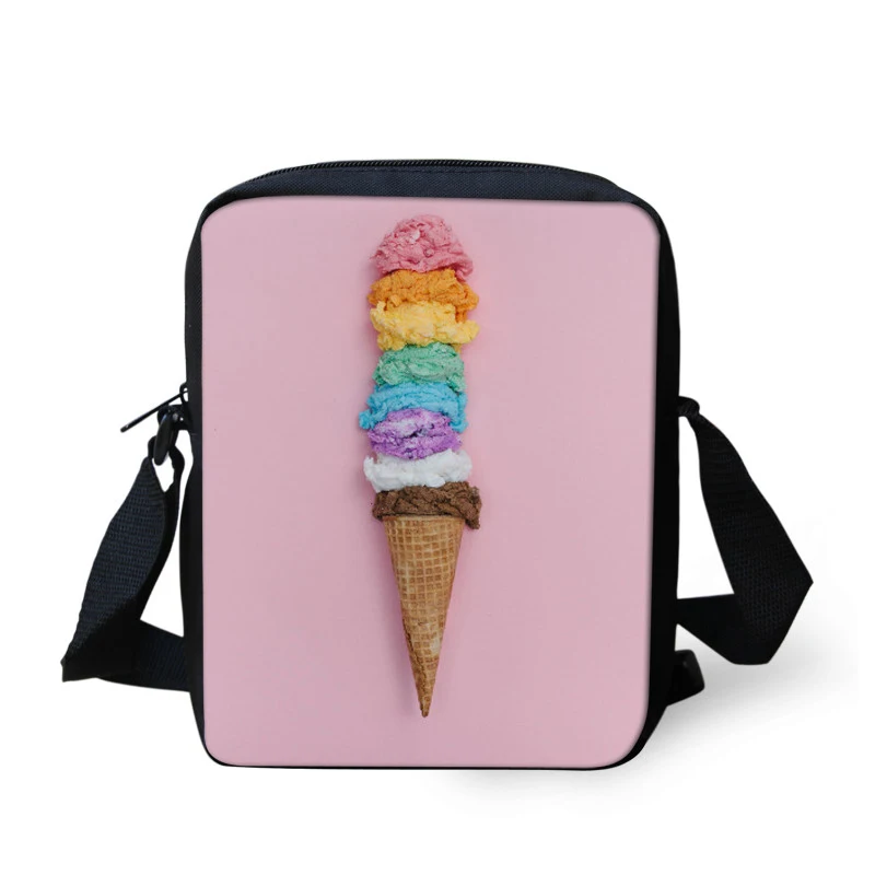 

THINK Children Travel Mini Shoulder Bags Cartoon Ice cream Pink Printed Girls Mini Bags Women Ladies Messenger Bag Children Bag