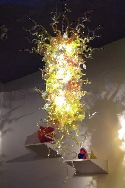 Modern Clear Yellow Color Large Art Store Decor handmade LED Blown Glass Chandelier Lamps | Лампы и освещение