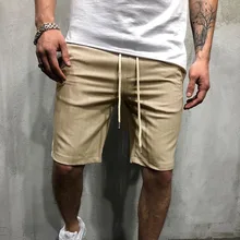 Men Sports Half Pants Striped Middle Waist Breathable Slim Fit Male Shorts for Summer NGD88