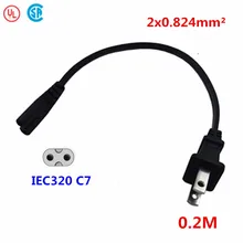 Нема 1-15р 2pin штекер для IEC 320 C7 IEC320 короткие AC Мощность кабель 20 см для ноутбук с адаптером переменного тока Тетрадь