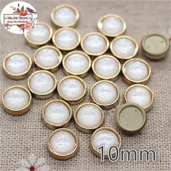 

50pcs 10mm shiny white round Buttons Home Garden Crafts Cabochon Scrapbooking DIY Accessories