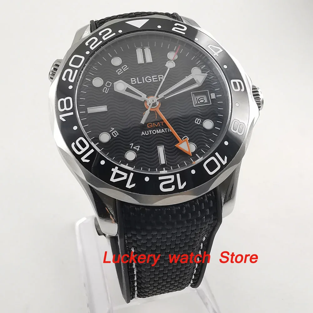

41mm bliger black dial Luminous saphire glass;black Ceramic Bezel GMT Automatic movement men's watch-BA97