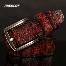 HREECOW дизайнерские ремни для мужчин Высокое качество мужской ремень из натуральной кожи ремень роскошный известный бренд Крокодил Пряжка Ceinture Homme
