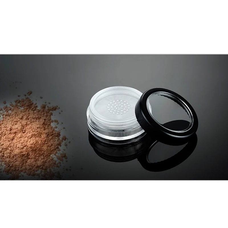 6pcs/set 10g Powder Puff Boxes Black Clear Cap Loose Powder Compact PP