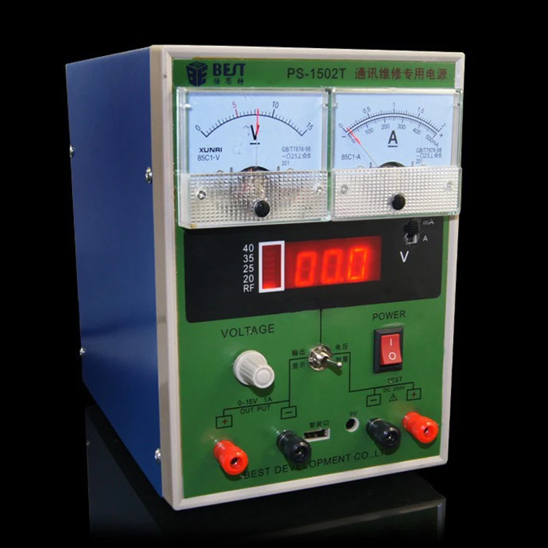

Stabilized Voltage Supply 220V 0-15V 0-2A BEST 1502T DC Power Supply Machine Voltage Testing Equipment for Phone Repairing