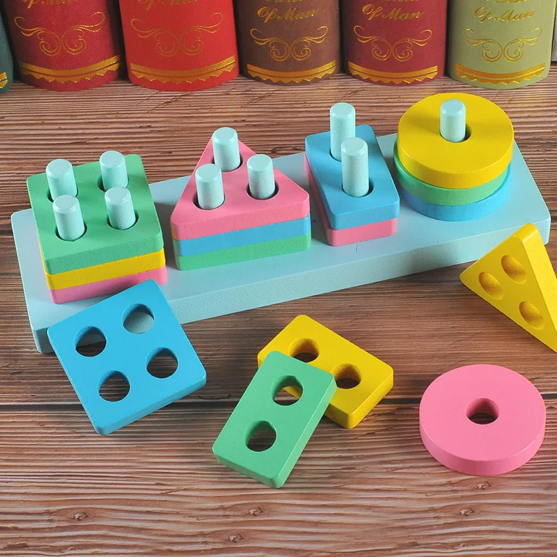 

Baby Wooden Shape Sorter Stacker Puzzle- wooden shape sorter toys and stacking toys for 3 years old