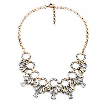 

Clear Crystal Waterdrop Gold Alloy Knotted Round Circle Pendant Necklace For Women Vintage Statement Necklace Indian Jewelry