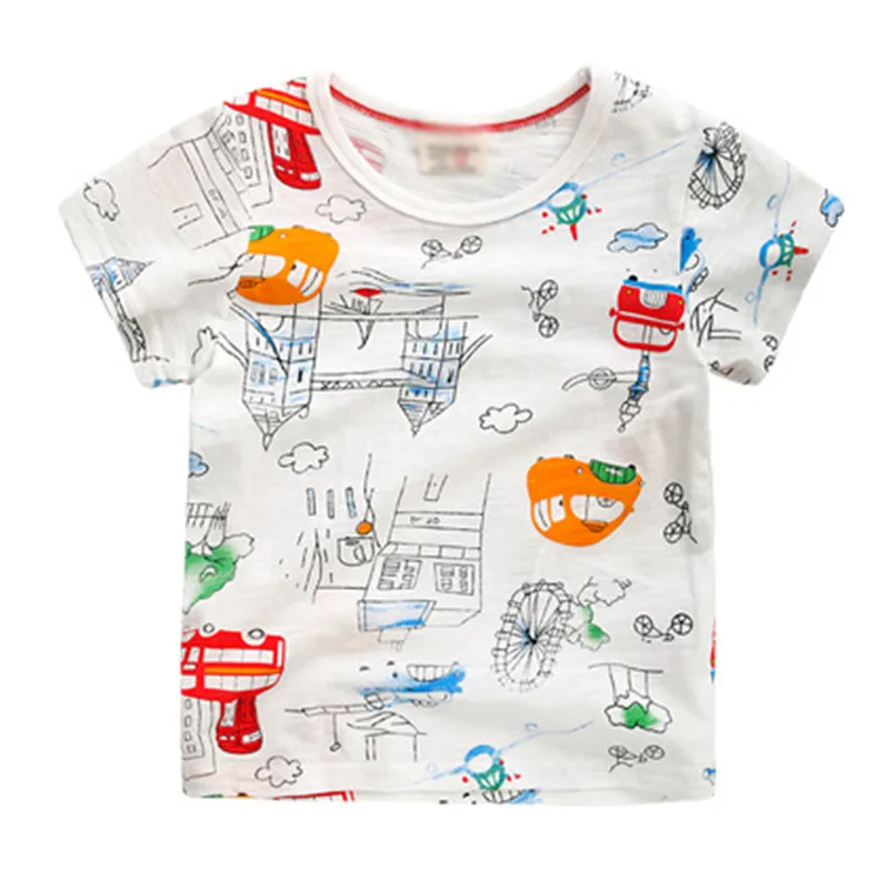 Розничная, футболка с короткими рукавами для детей от 2 до 10 лет классическая белая летняя детская футболка с рисунком - Цвет: house