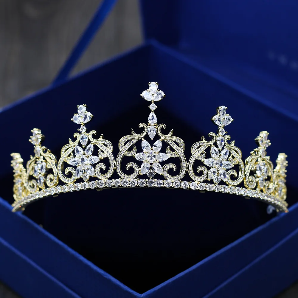

New Fashion RAMANTIC Paved crystal Crown Cubic Zircon princess Tiaras Wedding bride banquet dressing Hair Jewelry free shipping