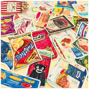 

35pcs Hand Drawing Watercolor Kawai snacks Decorative Stickers Notebook Planner Scrapbooking, DIY Paper Sticker