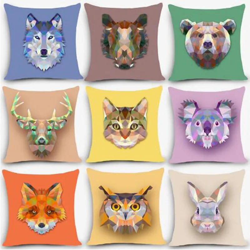 

Cotton linen decorative throw pillow Nordic Vintage Symphony geometric animals outdoor chair cushion home decor pillowcase
